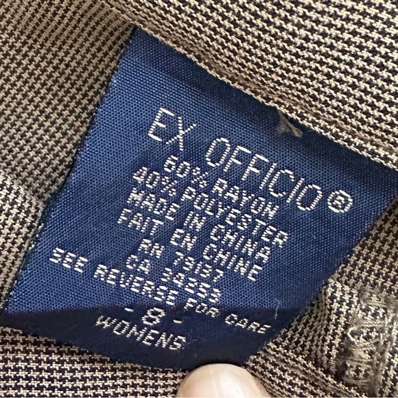 Vintage Exofficio Brown Houndstooth Mini Skort Women’s Size 8 Preppy Academia - Picture 16 of 17